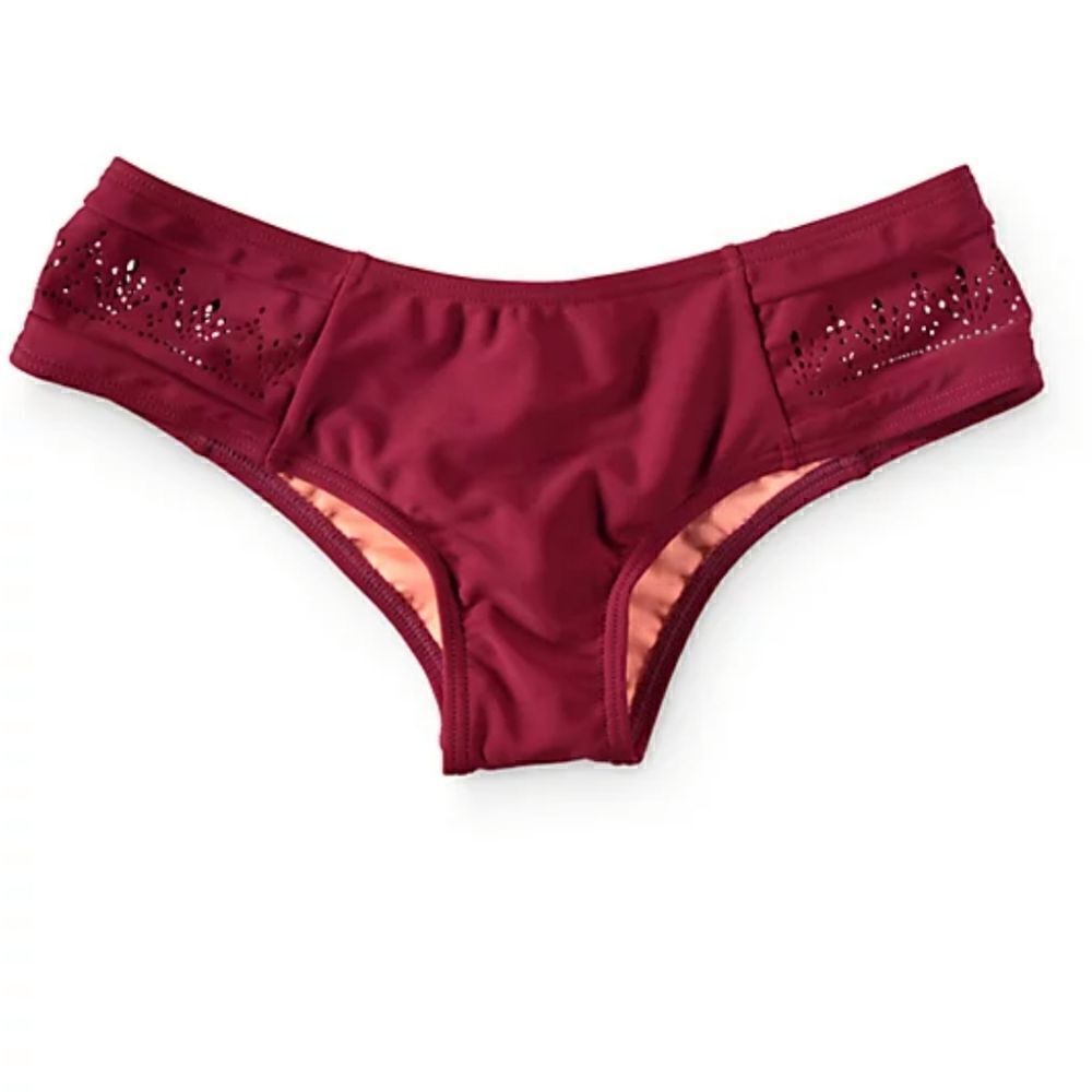 NWT Malibu burgundy lazercut cheeky bikini bottom